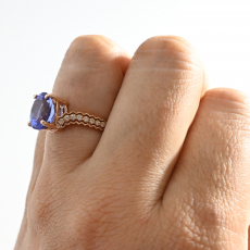 Tanzanite Oval 3.75 Carat Ring In14K Rose Gold With Accented Diamonds(RG4169)