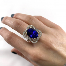 Tanzanite Oval 9.84 Carat Ring with Accent Diamonds in 14K Dual Tone (White/Yellow) Gold