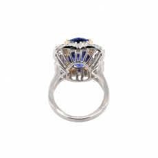 Tanzanite Oval 9.84 Carat Ring with Accent Diamonds in 14K Dual Tone (White/Yellow) Gold