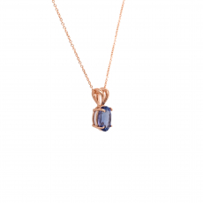 Tanzanite Oval Shape .68 Carat Pendant in 14K Rose Gold ( Chain Not Included )