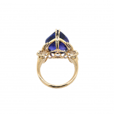 Tanzanite Pear Shape 11.96 Carat Ring with Accent Diamonds in 14K Yellow Gold