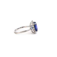 Tanzanite Round 4.59 Carat Ring In 14K White Gold With Accented Diamonds(RG1787)