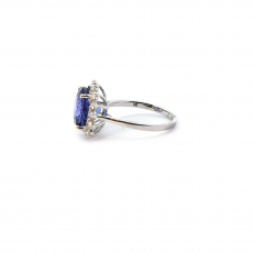 Tanzanite Round 4.59 Carat Ring In 14K White Gold With Accented Diamonds(RG1787)