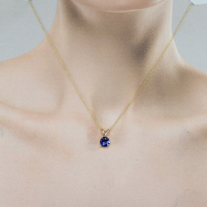 Tanzanite Round Shape 1.05 Carat Pendant in 14K Yellow Gold ( Chain Not Included )