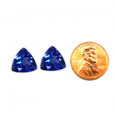 Tanzanite Trillion Shape 7mm Matching Pair Approximately 2.41 Carat