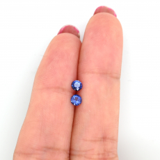 Thai Blue Sapphire Round 3.8mm Matching Pair Approximately 0.52 Carat