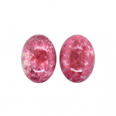 Thulite Cab Oval 18x13mm Matching Pair Approximately 26 Carat