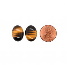 Tiger Eye Cab Oval 18x13mm Matching Pair Approximately 23 Carat