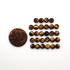 Tiger's Eye Cab Round 5mm Approximately 14 Carat