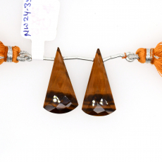 Tiger's eye Drop Conical Shape 29x15mm Drilled Bead Matching Pair