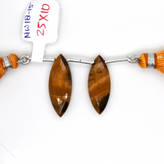 Tiger's eye Drop Marquise Shape 25x10mm Drilled Bead Matching Pair