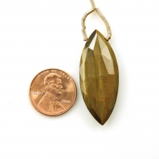 Tiger's Eye Drop Marquise Shape 38x15mm Drilled Bead Single Pendant Piece