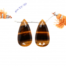 Tiger's eye Drops Almond Shape 30x16mm Drilled Bead Matching Pair
