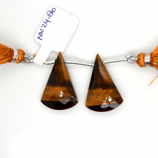 Tiger's eye Drops Conical Shape 26x17mm Drilled Bead Matching Pair