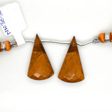 Tiger's eye Drops Conical Shape 29x17mm Drilled Bead Matching Pair