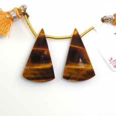 Tiger's Eye Drops Conical Shape 29X18mm Drilled Beads Matching Pair