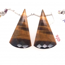 Tiger's Eye Drops Conical Shape 32x20mm Drilled Beads Matching Pair