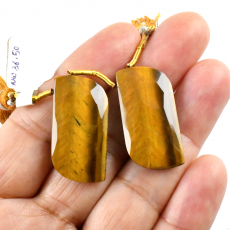 Tiger's Eye Drops Fancy Shape 30x15mm Drilled Beads Matching Pair