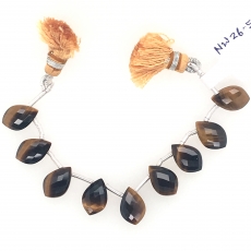 Tiger's eye Drops Leaf Shape 12x8mm Drilled Beads 9 Pieces