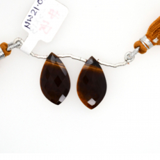 Tiger's eye Drops Leaf Shape 23x13mm Drilled Beads Matching Pair