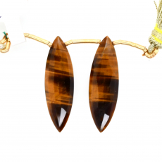 Tiger's Eye Drops Marquise Shape 30X10 Drilled Beads Matching Pair