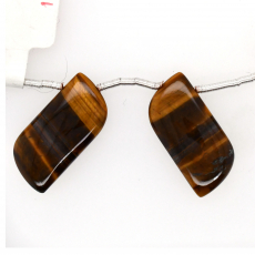 Tiger's eye Drops Wave Shape 24x12mm Drilled Beads Matching Pair