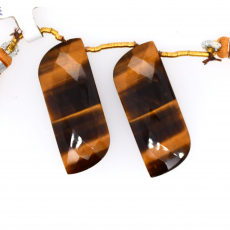 Tiger's eye Drops Wave Shape 37x15mm Drilled Beads Matching Pair