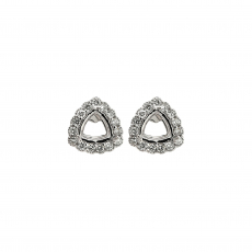 Trillion 5mm Earring Semi Mount in 14K White Gold with Accent Diamonds (ER1845)