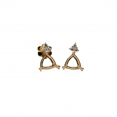 Trillion 6mm Earring Semi Mount in 14K Yellow Gold With Diamond Accents (ER43660)