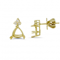 Trillion 6mm Earring Semi Mount in 14K Yellow Gold With Diamond Accents (ER43660)