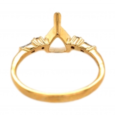 Trillion 7mm Ring Semi Mount in 14K Yellow Gold with White Diamonds