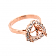Trillion 9mm Ring Semi Mount in 14K Rose Gold with White Diamonds