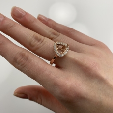 Trillion 9mm Ring Semi Mount in 14K Rose Gold with White Diamonds
