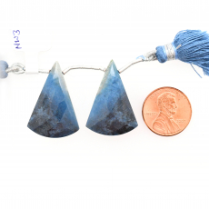 Troilite Quartz Drops Conical Shape 29x20mm Drilled Beads Matching Pair