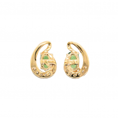 Tsavorite Garnet Oval 1.06 Carat With Diamond Accents Earrings in 14K Yellow gold