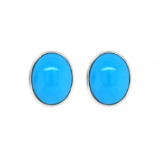 Turquoise 2.99 Carat Stud Earring in 14K White Gold