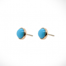 Turquoise 3.35 Carat Stud Earring in 14K Yellow Gold