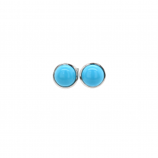 Turquoise 3.36 Carat Stud Earring in 14K White Gold