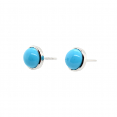 Turquoise 4.03 Carat Stud Earring in 14K White Gold