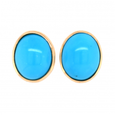 Turquoise 4.84 Carat Stud Earring in 14K Yellow Gold