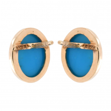 Turquoise 4.84 Carat Stud Earring in 14K Yellow Gold