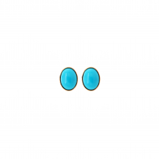 Turquoise Cab Oval 2.21 Carat Stud Earrings in 14K Yellow Gold