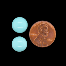 Turquoise Cab Round 11mm Matching Pair Approximately 7 Carat