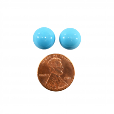 Turquoise Cab Round 11mm Matching Pair Approximately 7.53 Carat