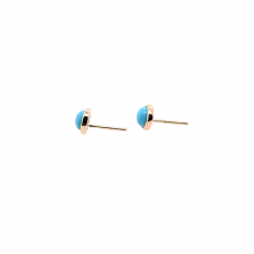 Turquoise Cab Round 1.63 Carat Stud Earring in 14K Yellow Gold