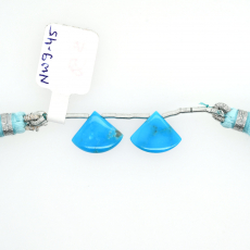 Turquoise Drop Fan Shape 12x14mm Drilled Bead Matching Pair