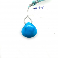 Turquoise Drop Heart Shape 19x19mm Drilled Bead Single Pendant Piece