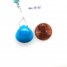 Turquoise Drop Heart Shape 19x19mm Drilled Bead Single Pendant Piece