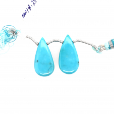 Turquoise Drops Almond Shape 23x11mm Drilled Bead Matching Pair