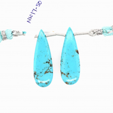 Turquoise Drops Almond Shape 30x10mm Drilled Bead Matching Pair